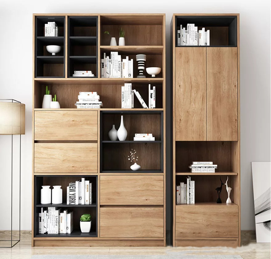 Kệ Sách Cửa Mở Thông Minh Tiện Lợi, Tủ Sách Gỗ Công Nghiệp Nhiều Ngăn Cao Cấp KS-65