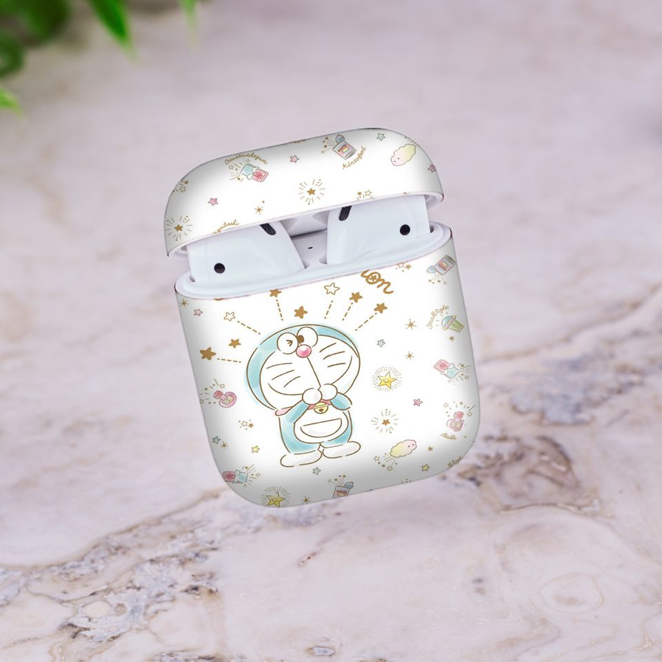 Miếng dán skin chống bẩn cho tai nghe AirPods in hình Doremon - Dor024 (bản không dây 1 và 2)