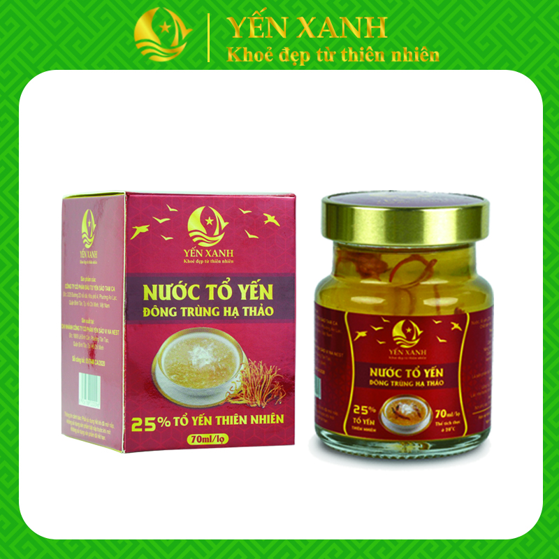 TỔ YẾN CHƯNG ĐÔNG TRÙNG HẠ THẢO - YẾN XANH (25% TỔ YẾN) - HỘP 1 LỌ