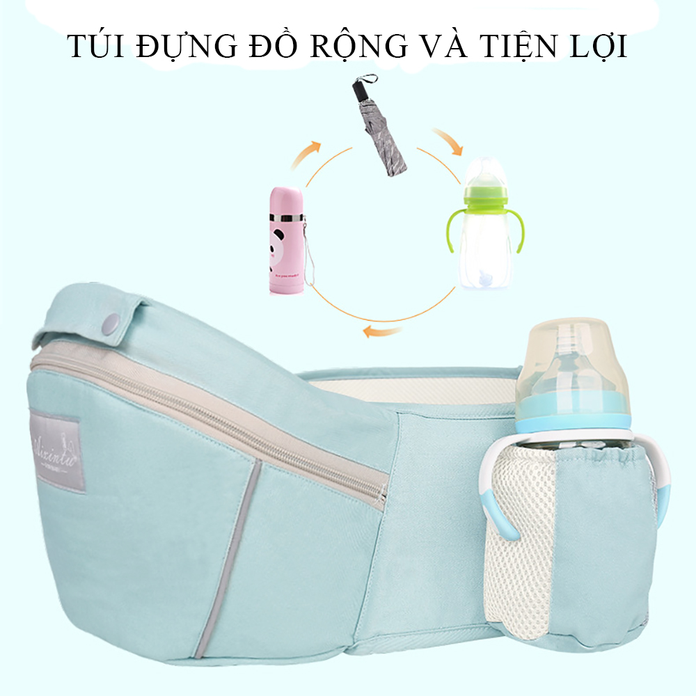 Địu em bé chống gù 6 tư thế đa năng chất liệu vải cotton mềm mại thoáng mát