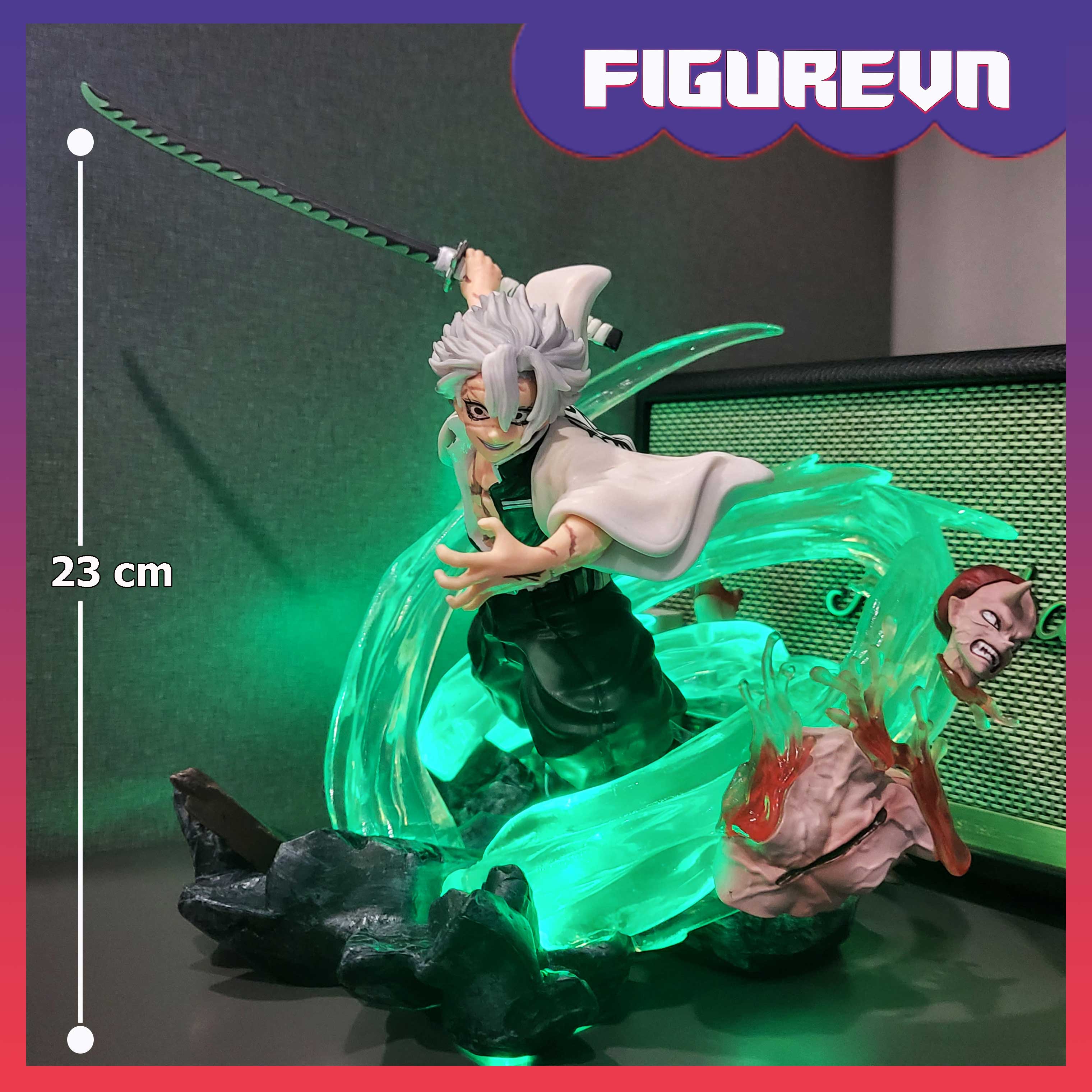 Mô hình Phong Trụ Sanemi chiến đấu 23 cm có LED usb- Kimetsu No Yaiba