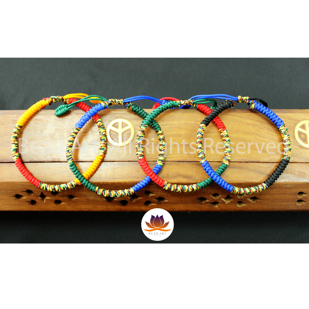 Vòng Tay Dây Ngũ Sắc Thắt Chỉ Màu Tibet Handmade , Vòng Tay Phong Thuỷ - Bead Art