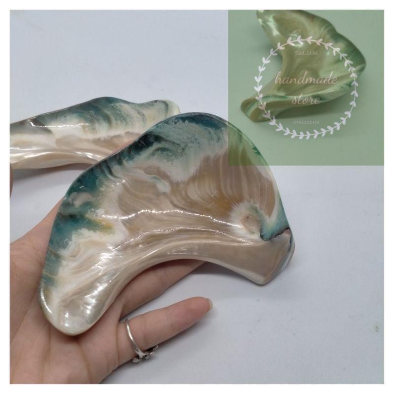 Bát gia vị,chén nước chấm bằng vỏ miệng ốc xà cừ xanh - kệ để trang sức độc lạ bằng miệng ốc