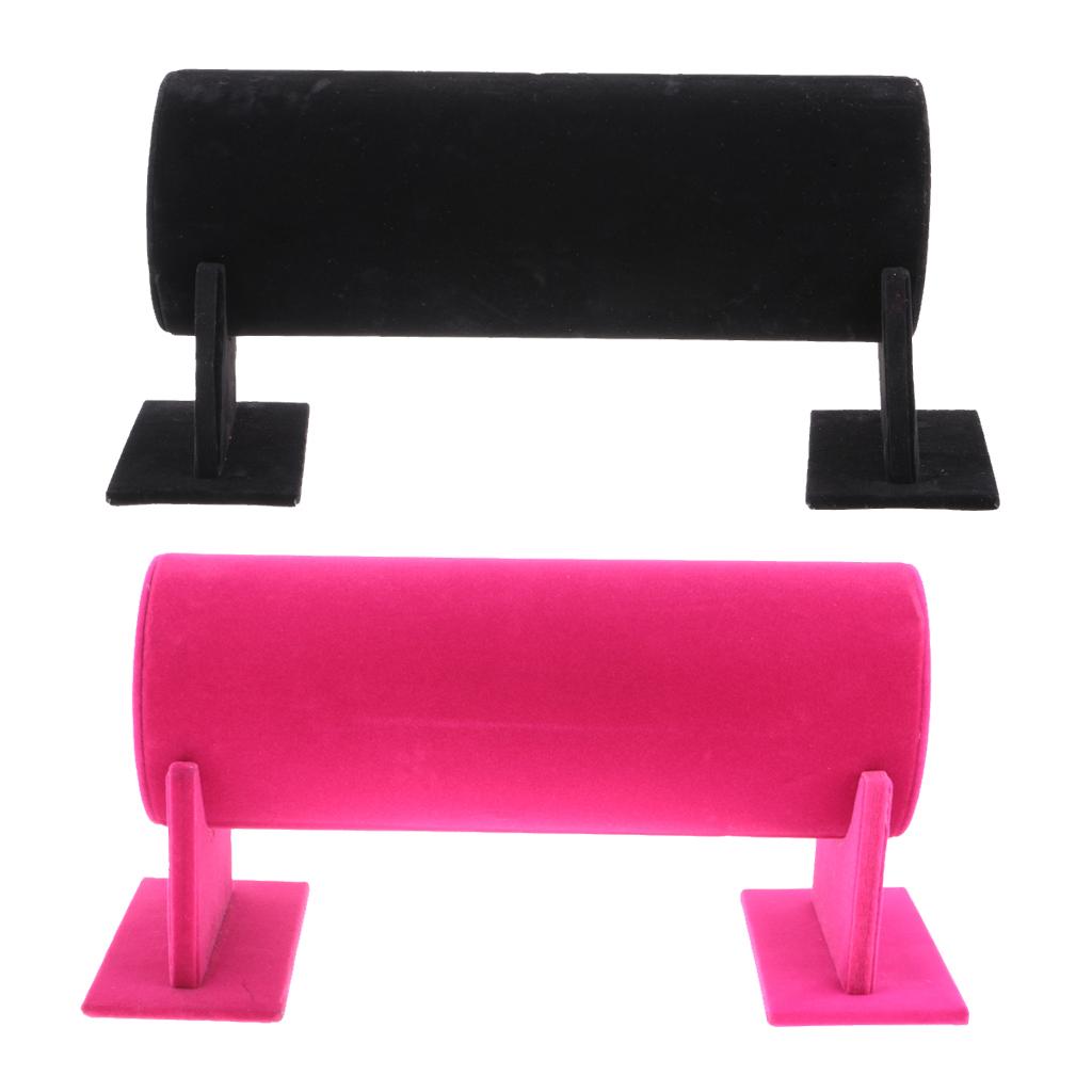 2xVelvet T-Bar Headband Holder Retail Shop Jewelry Display Stand Rack Black