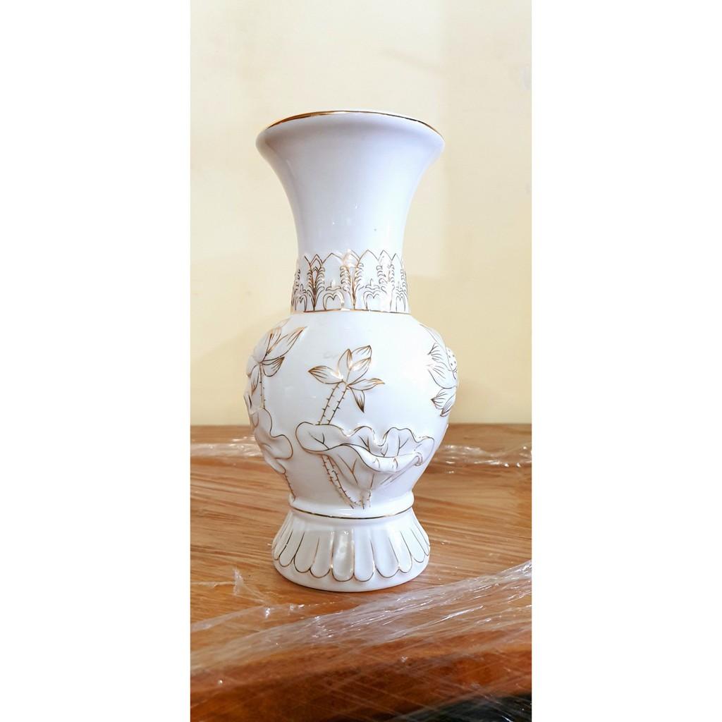 Bình bông bạch ngọc cao cấp cao 25cm