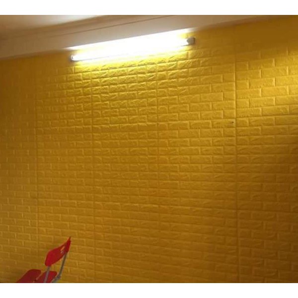 Bộ 5 Tấm Xốp Dán Tường Giả Gạch 3D Màu Vàng Đậm 70cmx77cm