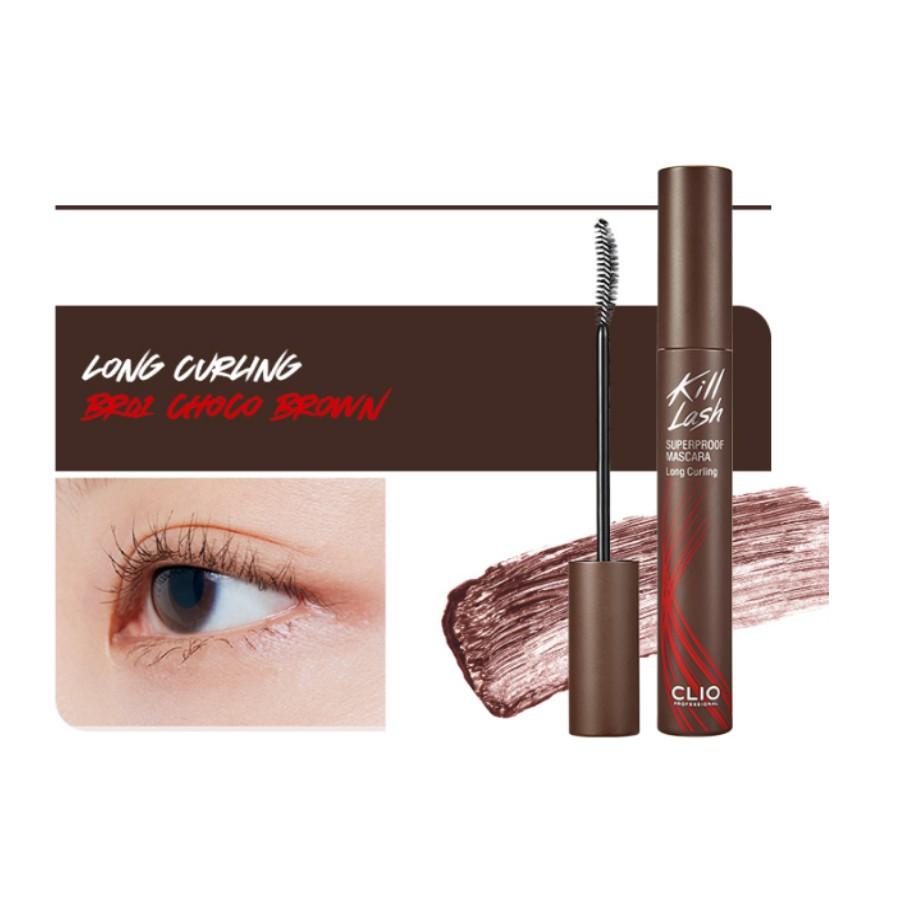 Mascara Chải Mi Clio Kill Lash Superproof Mascara Long Curling Br01 Choco Brown 7g