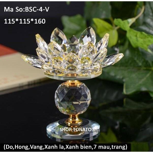 CHUNG ĐÈN CẦY BÔNG SEN PHA LÊ THỦY TINH SỐ 4 NT