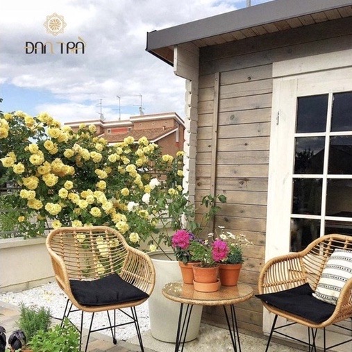 Ghế Mây Bistro Chân Sắt Năng Động -Ghế Mây làm Việc- Ghế Mây Chân Sắt Ngồi Ăn- Ghế Mây Decor quán- Nội Thất Mây Tre Đan