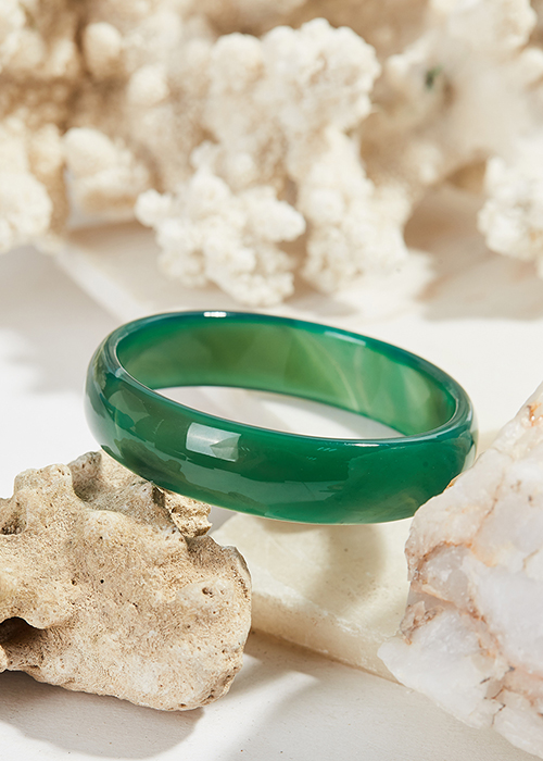Vòng tay mã não xanh thiên nhiên bản hẹ - Ngọc Qúy Gemstones