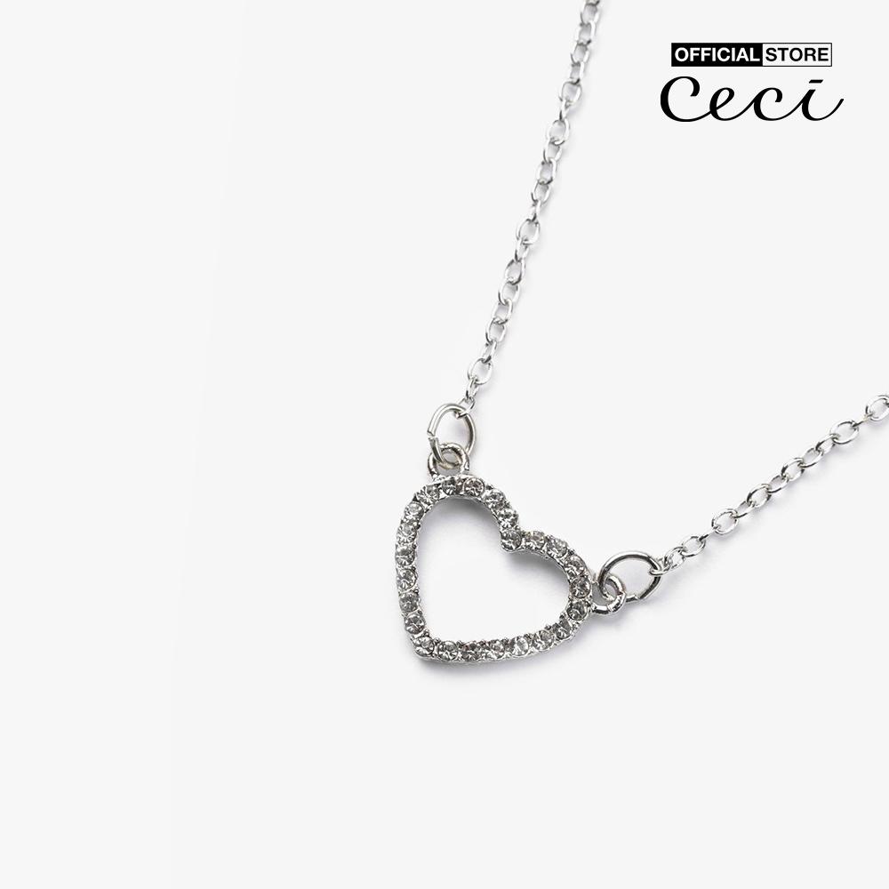 CECI - Dây chuyền nữ sợi mảnh phối mặt khoen trái tim đính đá CC4-01000241-07