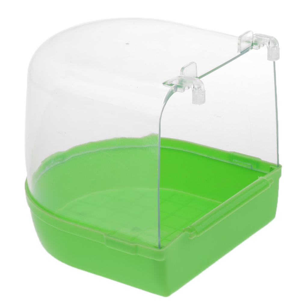 Bird Bathtub Bath Clean Box Toy Accessory for Budgie Canary Finches Cage Clip-on 13 x 13 x 13 cm