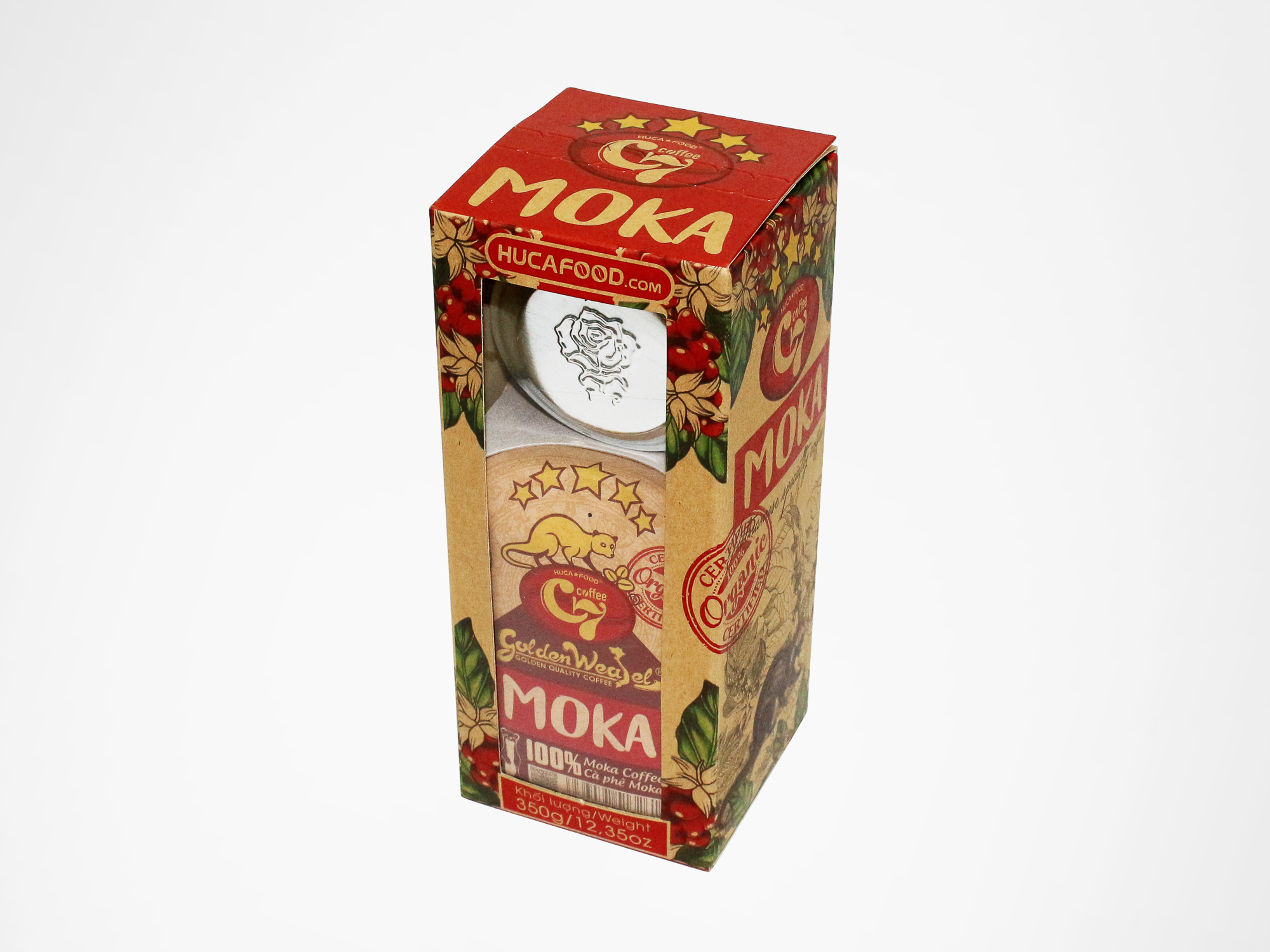 Cà Phê Bột Moka Nguyên Chất 100% Con Chồn Vàng Hộp 350Gr - Huca Food