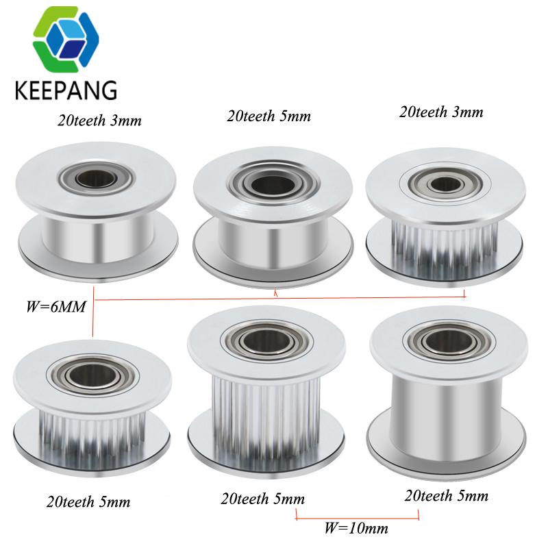 10pcs GT2 idler ròng rọc 20 răng 16 t BORE 3 mm 5 mm với vòng bi Các bộ phận máy in 3D cho phần dây đai thời gian 2GT