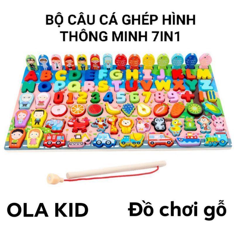 Đồ Chơi Bảng Ghép Hình Thông Minh 7 in 1, 6 in 1. Bảng học chữ ,tập đếm câu cá cho bé