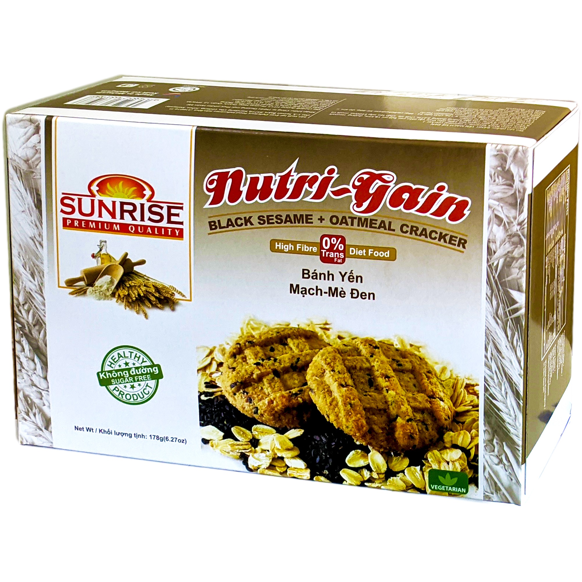 Bánh ăn kiêng Sunrise vị yến mạch mè đen