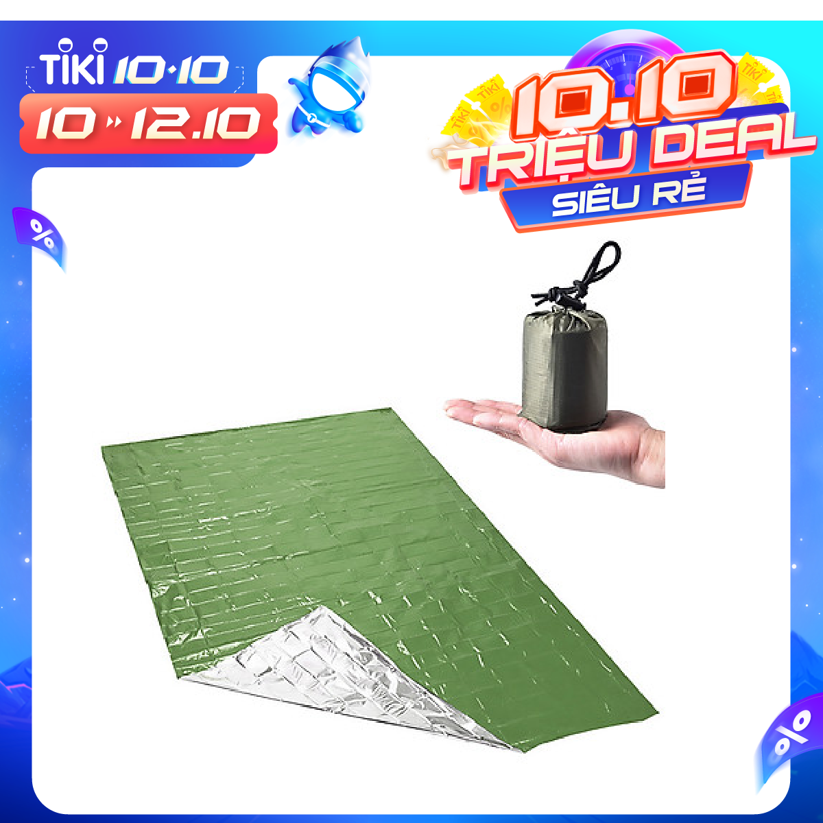 Túi Ngủ Khẩn Cấp Nhẹ Di Động Có Với Túi Dây Rút Cắm Trại Ngoài Trời Đi Bộ Đường Dài Du Lịch Sinh Tồn