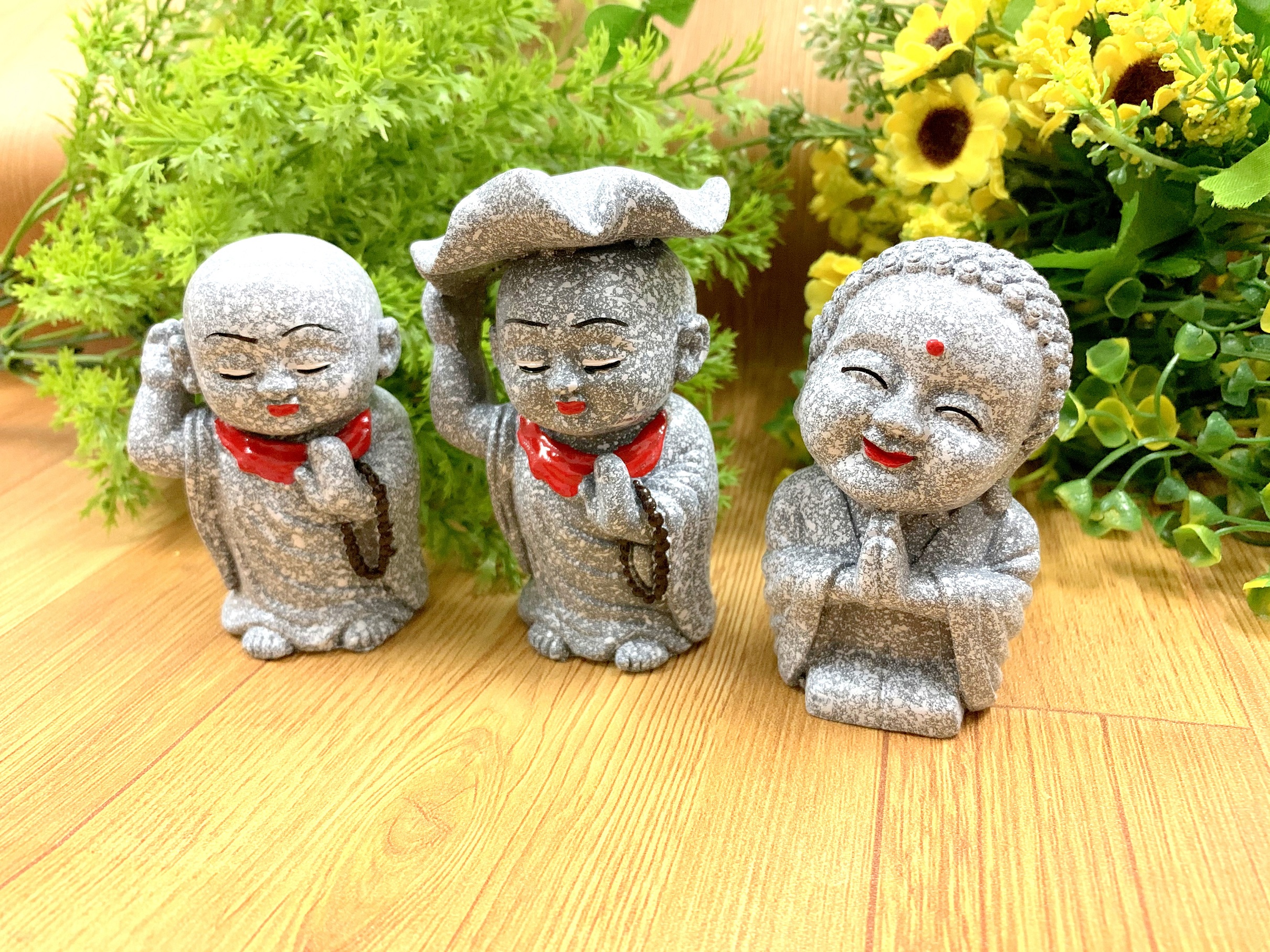 Bộ 3 Tượng Chú Tiểu Tam Đa Tài Lộc Niệm Phật