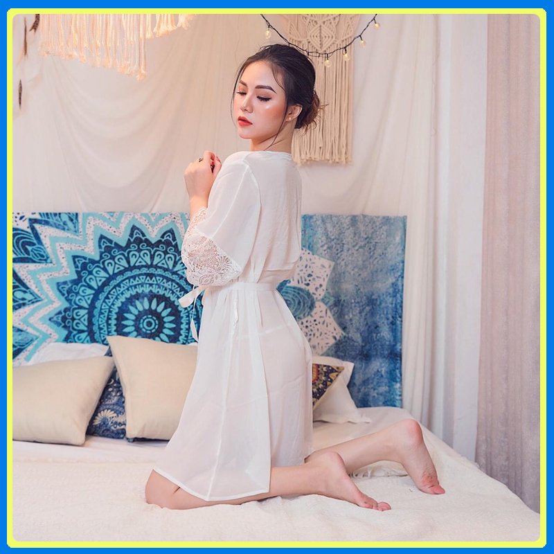 Áo choàng ngủ cao cấp Q02 - Áo choàng nử kimono - Áo choàng ngủ nữ gợi cảm