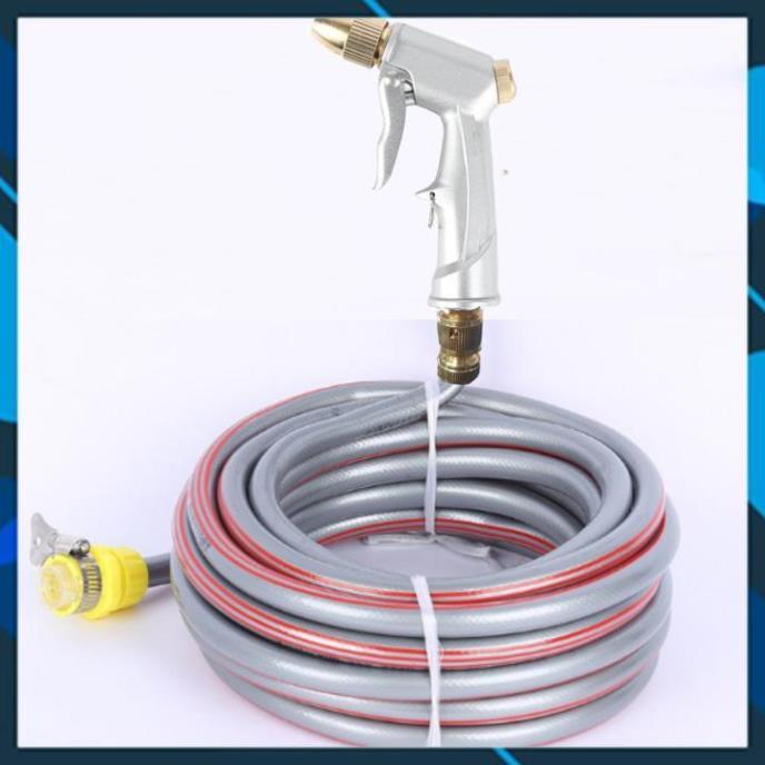 ️ Bộ dây vòi xịt nước rửa xe, tưới cây , tăng áp 3 lần, loại 3m, 5m 206701Ođầu đồng, cút, nối PE, d.vàng