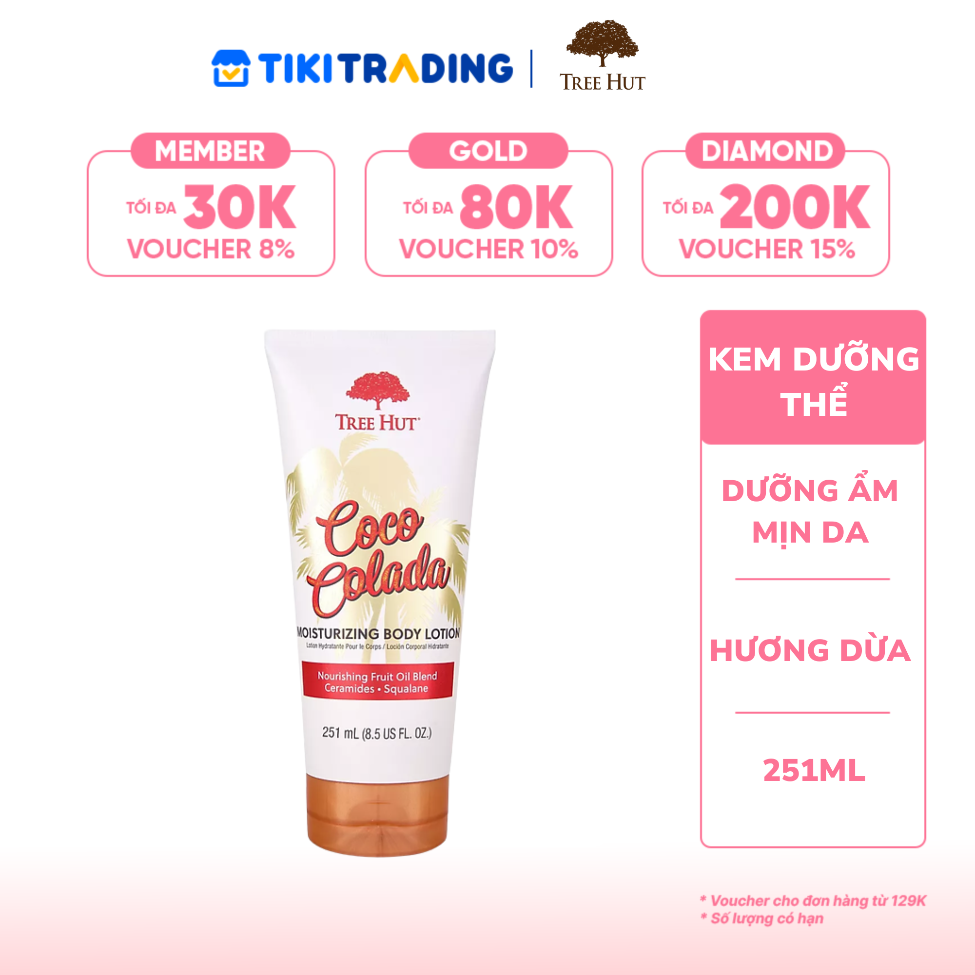 Kem dưỡng thể Tree Hut Coco Colada Moisturizing Body Lotion 251 ml
