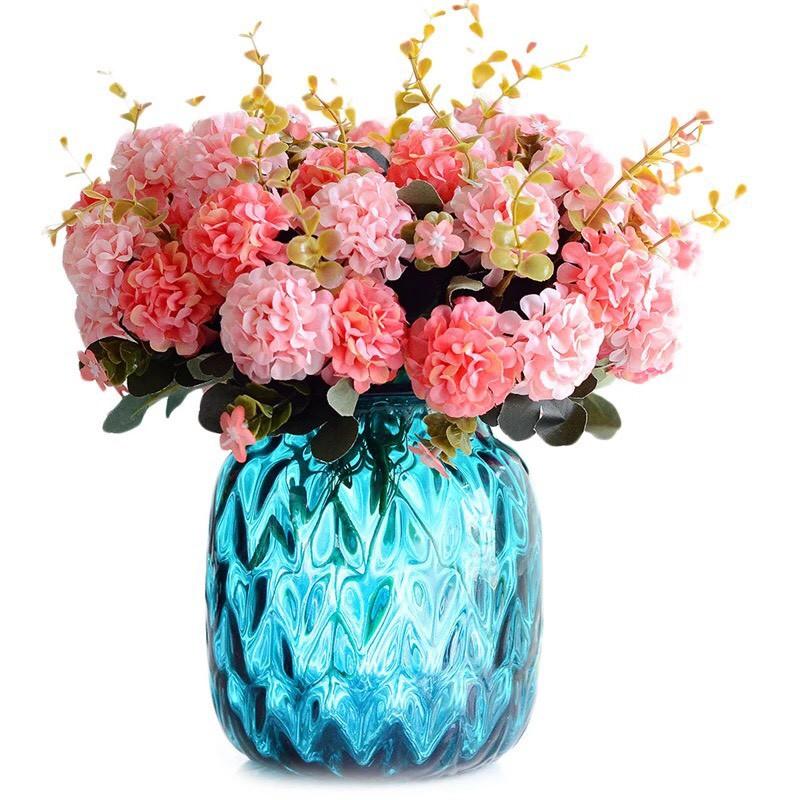 Hoa giả - Cành hoa cẩm tú cầu lụa 10 bông phong cách châu Âu trang trí nhà cửa
