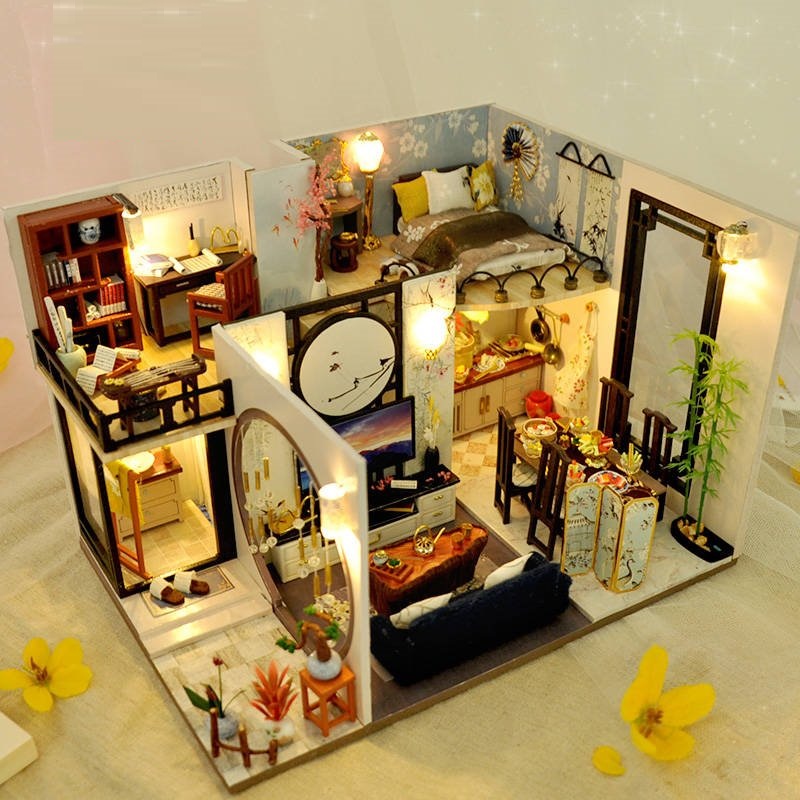 Mô hình nhà DIY Doll House Bamboo Shadow of Jiangnan Kèm Mica Chống bụi