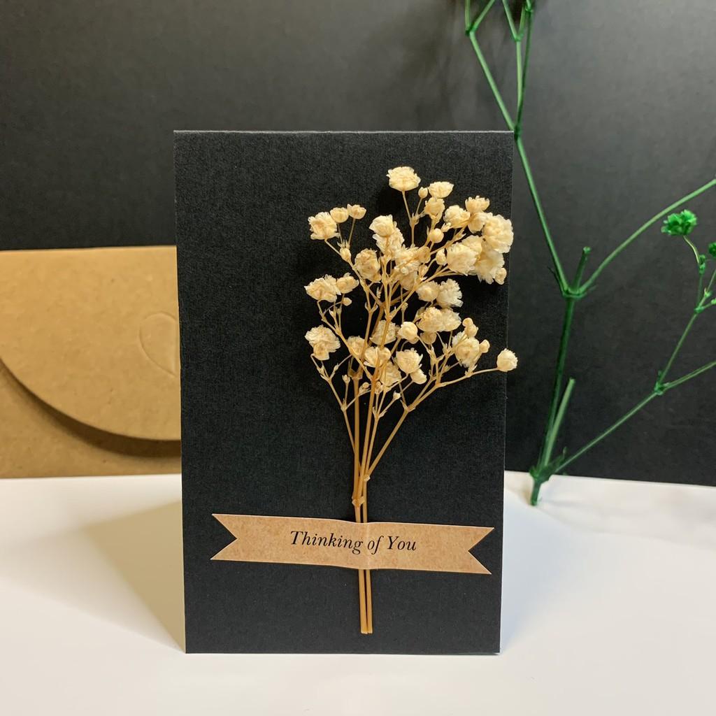 Thiệp hoa khô handmade tặng cho tình yêu kèm phong thư