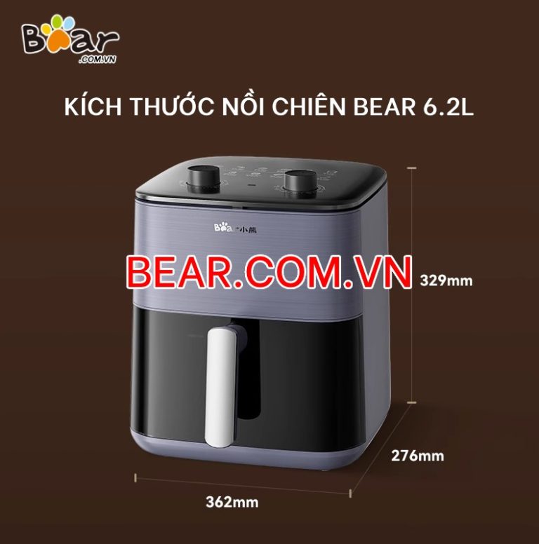 Nồi chiên không dầu 6L Bear QZG-H16R3 (AF-4H16K) 1600W Hàng Chính Hãng