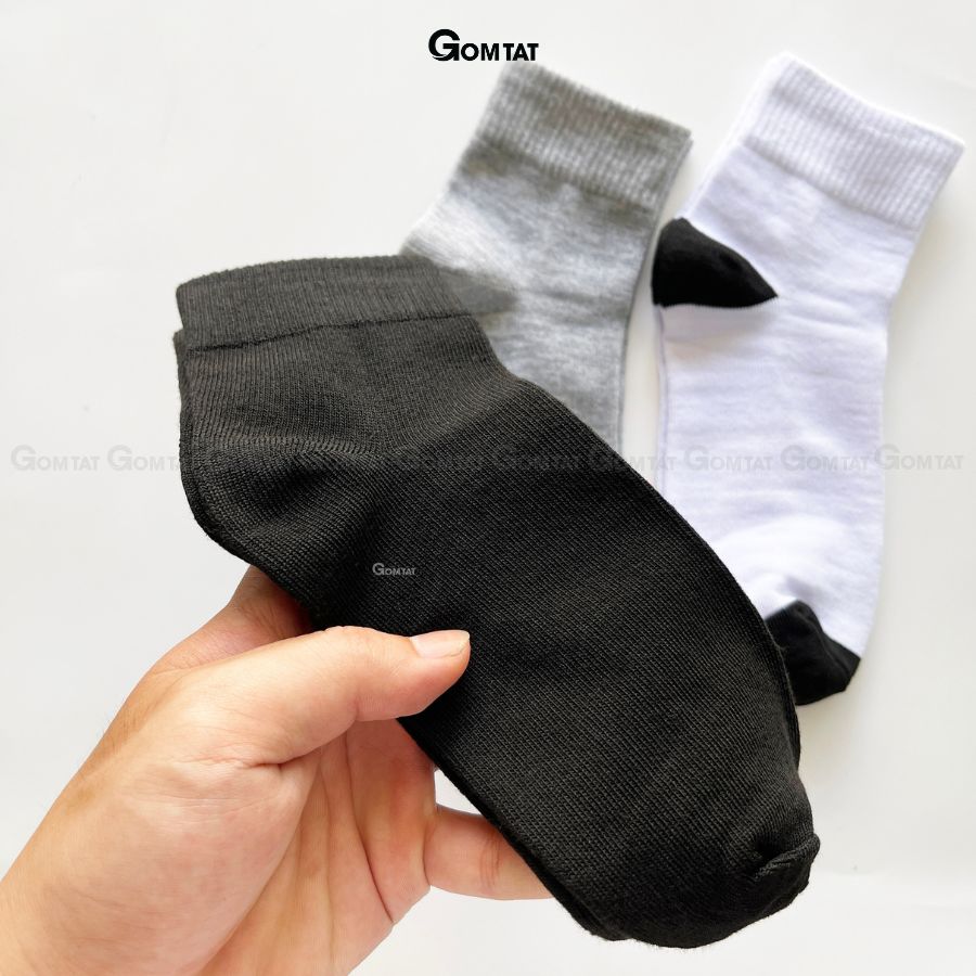 Combo 10 Đôi Vớ Cổ Cao Chất Cotton Dày Dặn, Tất Cao Cổ Nam Nữ Nano Bạc Khử Mùi Kháng Khuẩn - GOMTAT-VNXK-TRONCAO