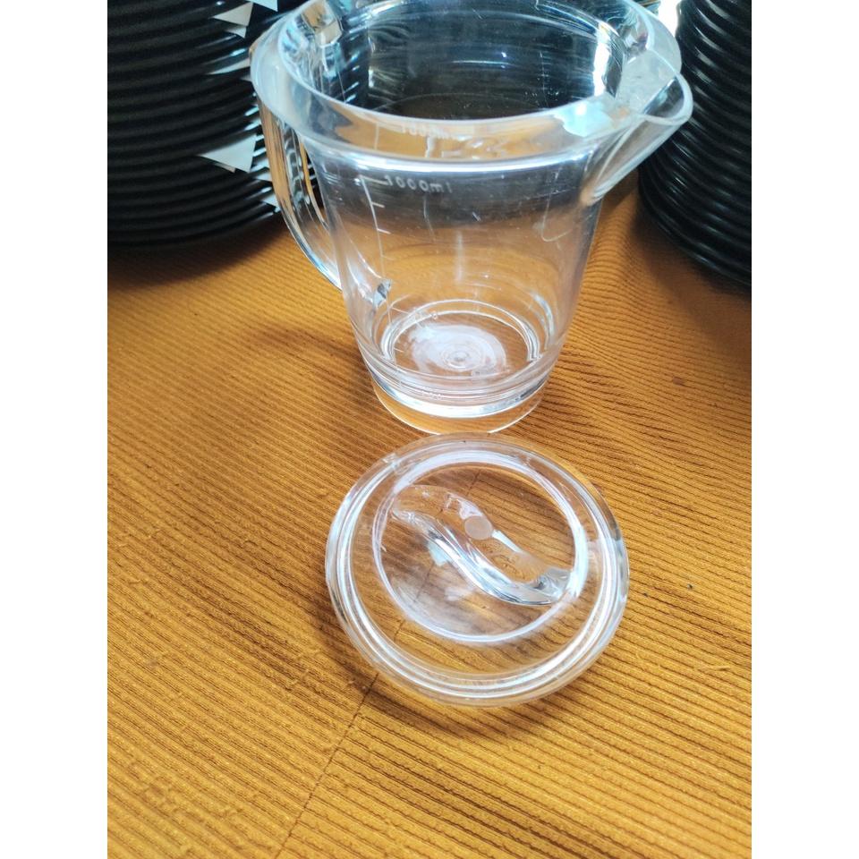 Bộ 5 bình/ca nhựa trong acrylic đựng nước mắm gia vị hoặc trà đá 1/1,5 lít rất dầy có vạch ml chia trên bình