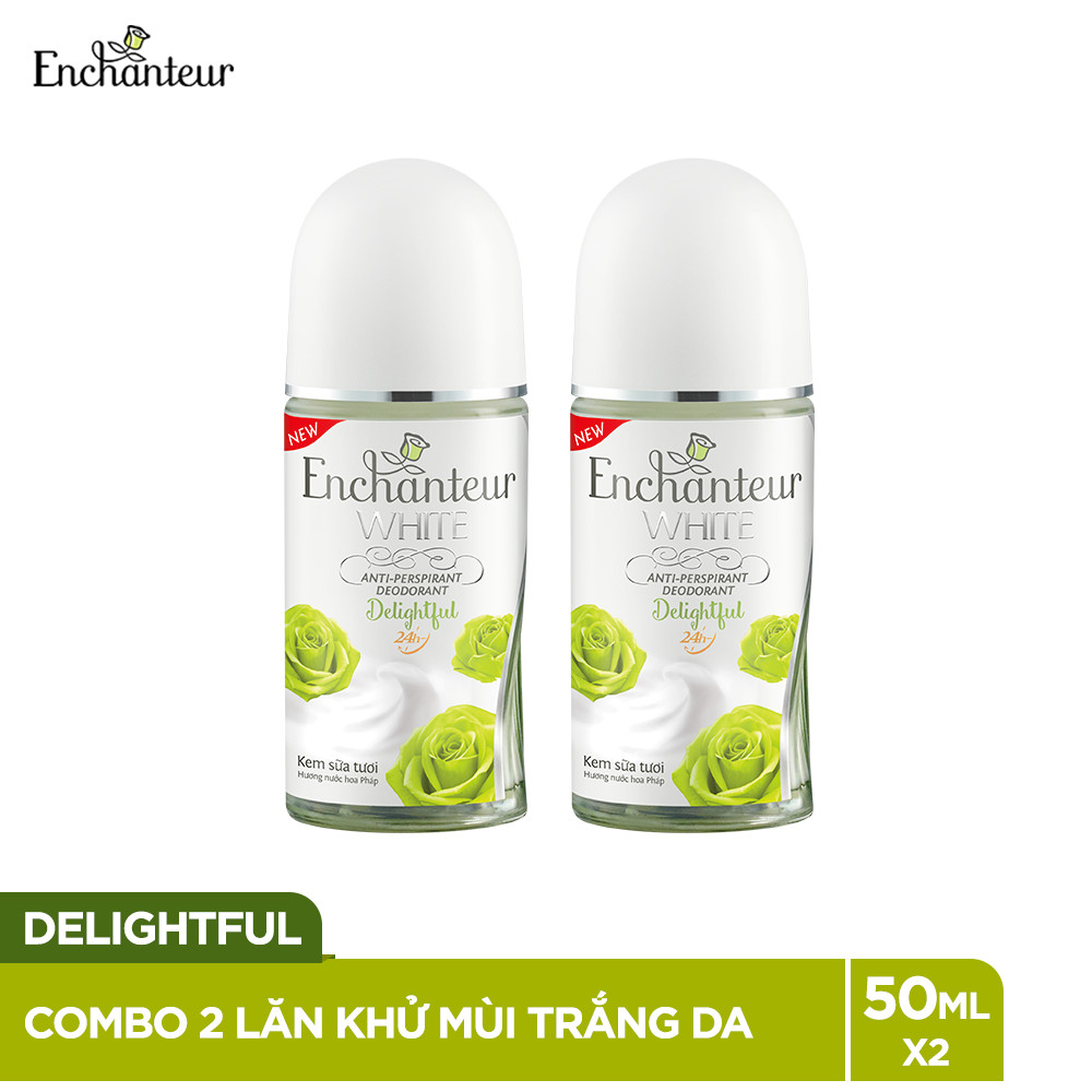 Combo 2 Lăn khử mùi trắng da Enchanteur Sensation/Delighful/Romantic  50ml/ Chai