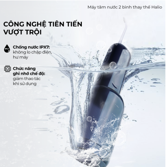 Máy Tăm Nước 2 Bình Thay Thế Halio UltraClean Express Hydro Floss Phiên Bản Nâng Cấp Dành Cho Răng Niềng