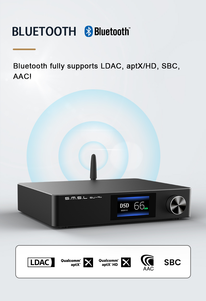 Giải Mã DAC SMSL SU-9n ES9038PRO - Bluetooth 5.0 - DSD512 PCM768kHz/32Bit - Hàng Chính Hãng