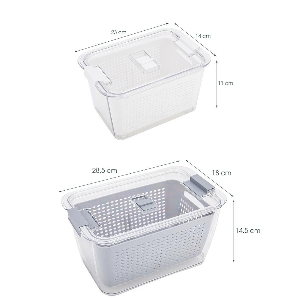 Hộp đựng thực phẩm để tủ lạnh 2 lớp cao cấp HOKORI 6588/6589 - Hộp nhựa bảo quản thực phẩm 2 ngăn, 2 lớp, 2 size (HNH02)