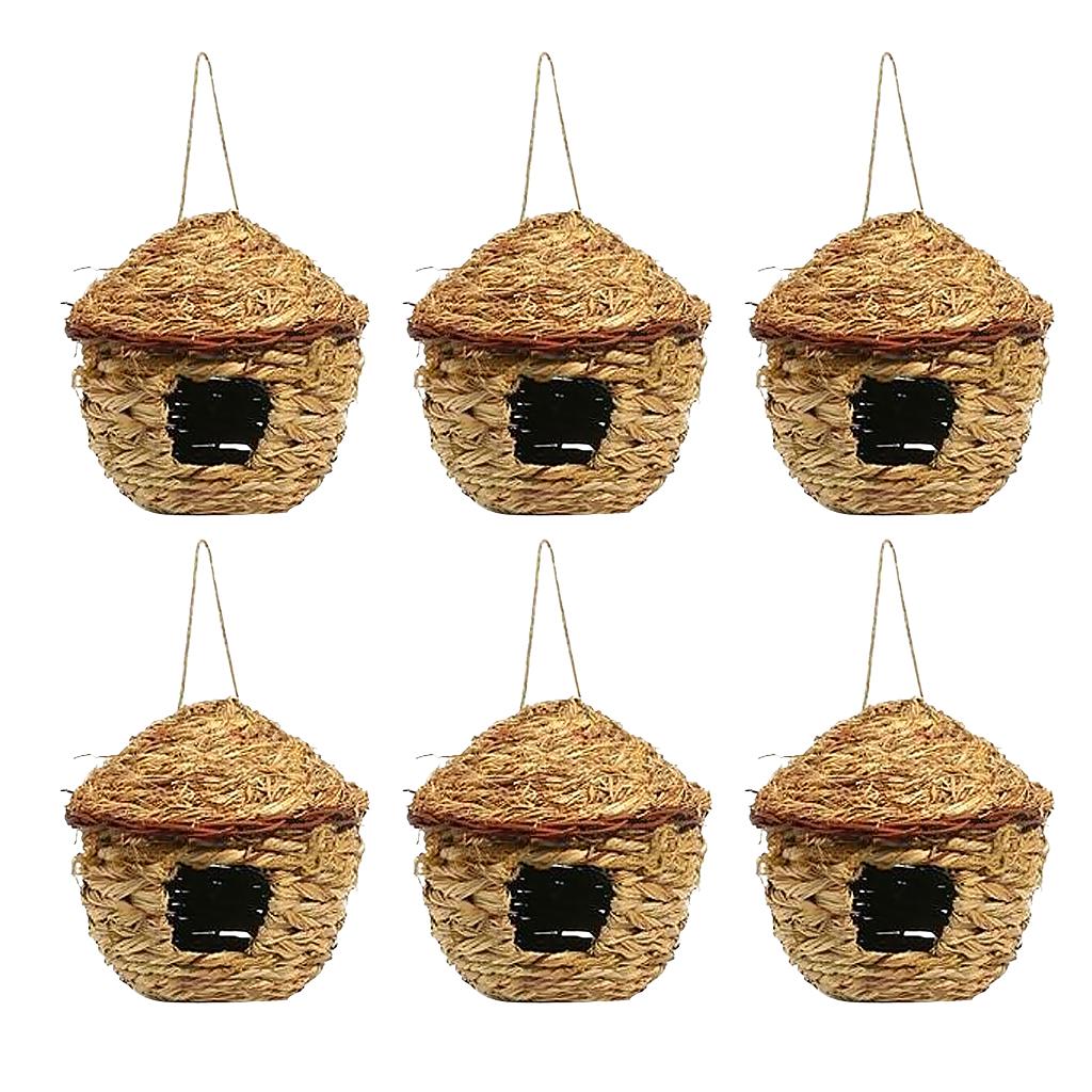 6 x Sáng Tạo Dệt Tay Ống Hút Sân Chim Treo Tổ Chim Yến Bãi Cỏ Hiên Vật Trang Trí