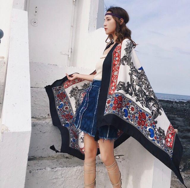 Khăn choàng du lịch biển khăn choàng boho in hoạ tiết thổ cẩm