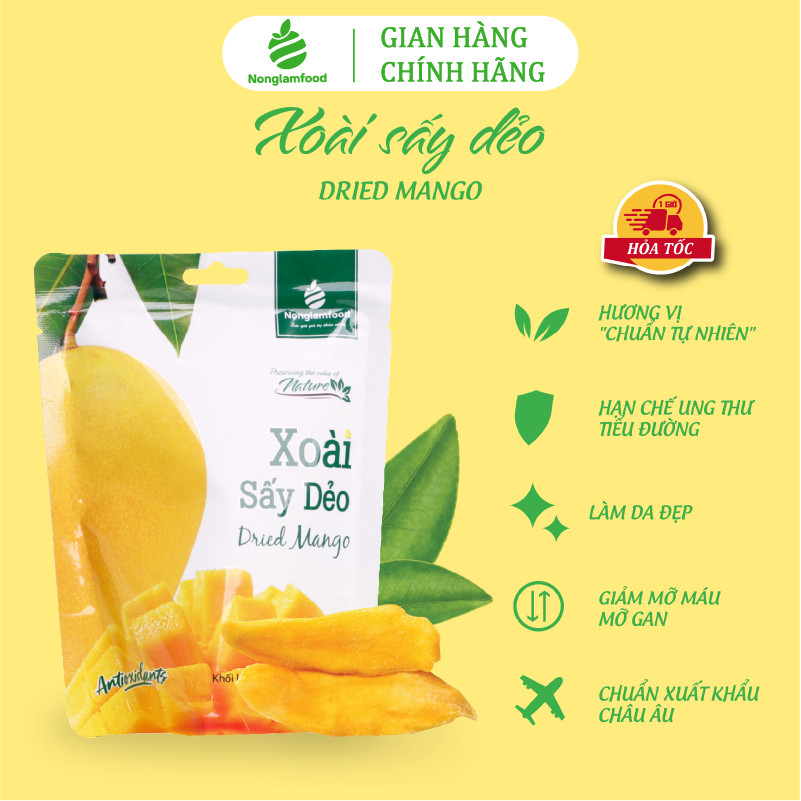 Combo 10 Túi Xoài sấy dẻo Nonglamfood 50g | Healthy Snack | Ăn vặt văn phòng | Ăn vặt tốt cho sức khỏe | Trái cây sấy