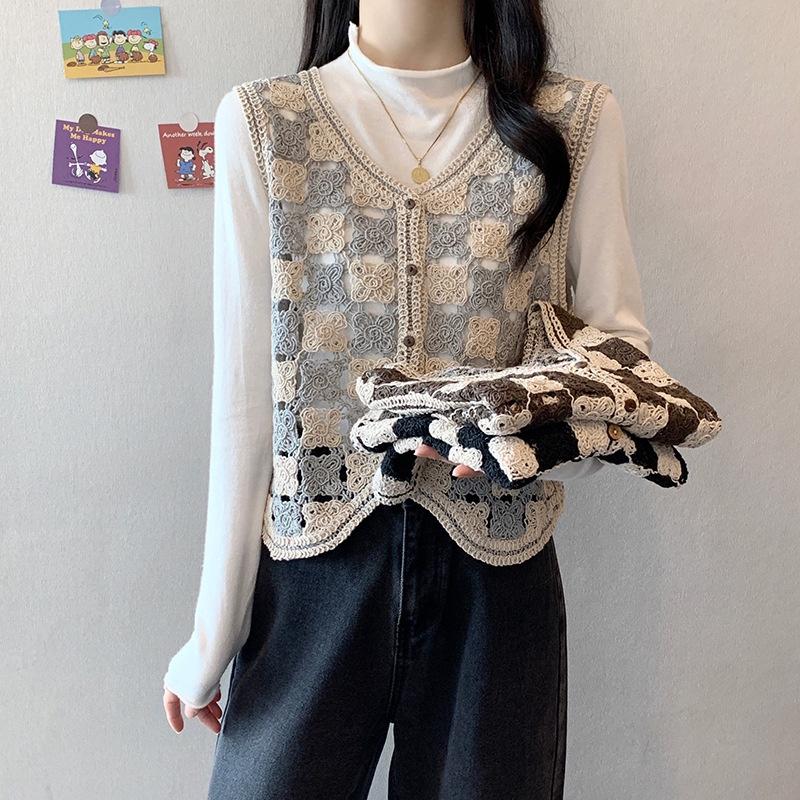 MS562 Áo Gile Dệt Kim Ô Vuông Độc Lạ