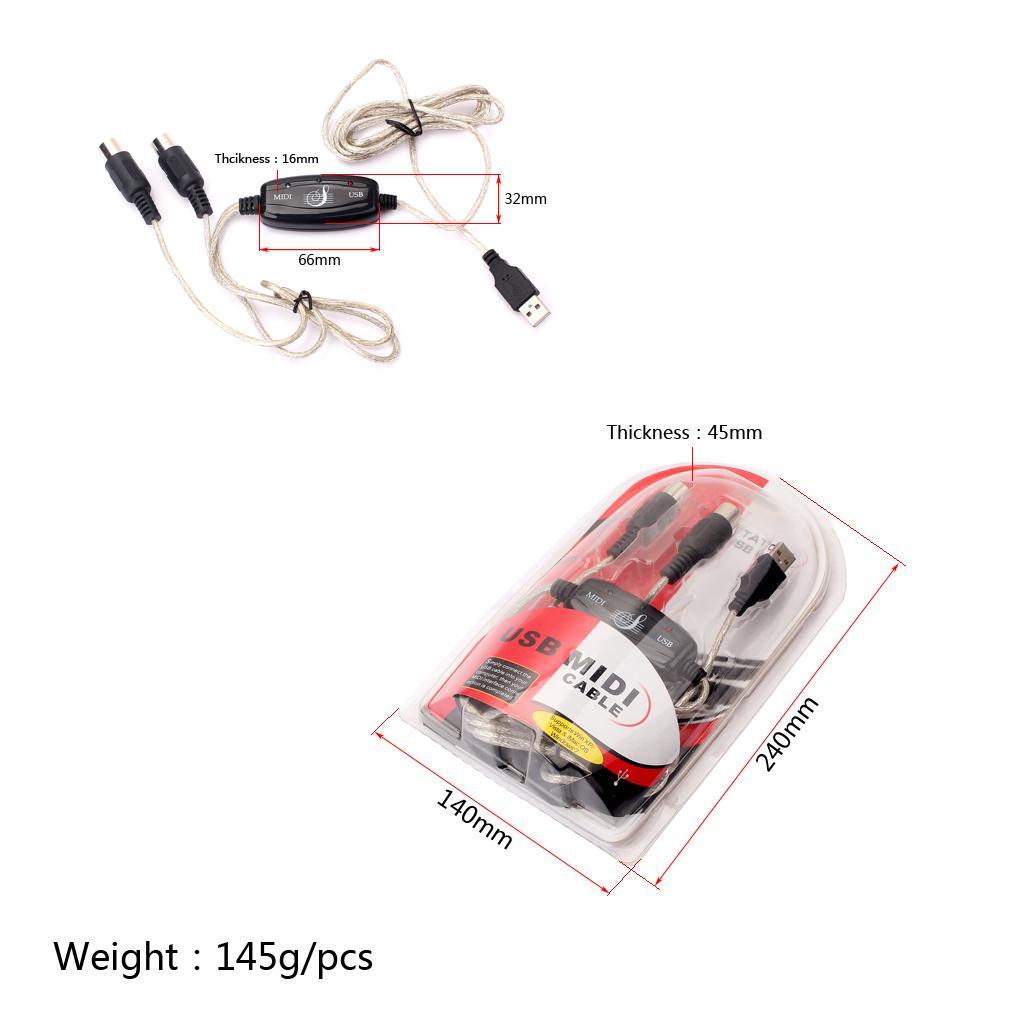 USB to MIDI Cable Converter PC to Music Keyboard for Laptop Computer Home Audio & Studio Adapter