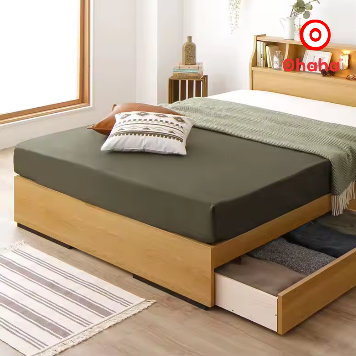 [Kèm ảnh thật - Miễn phí lắp đặt &amp; vận chuyển] Giường ngủ gỗ công nghiệp cao cấp OHAHA chuẩn Nhật - Yellow - GC041 - 01