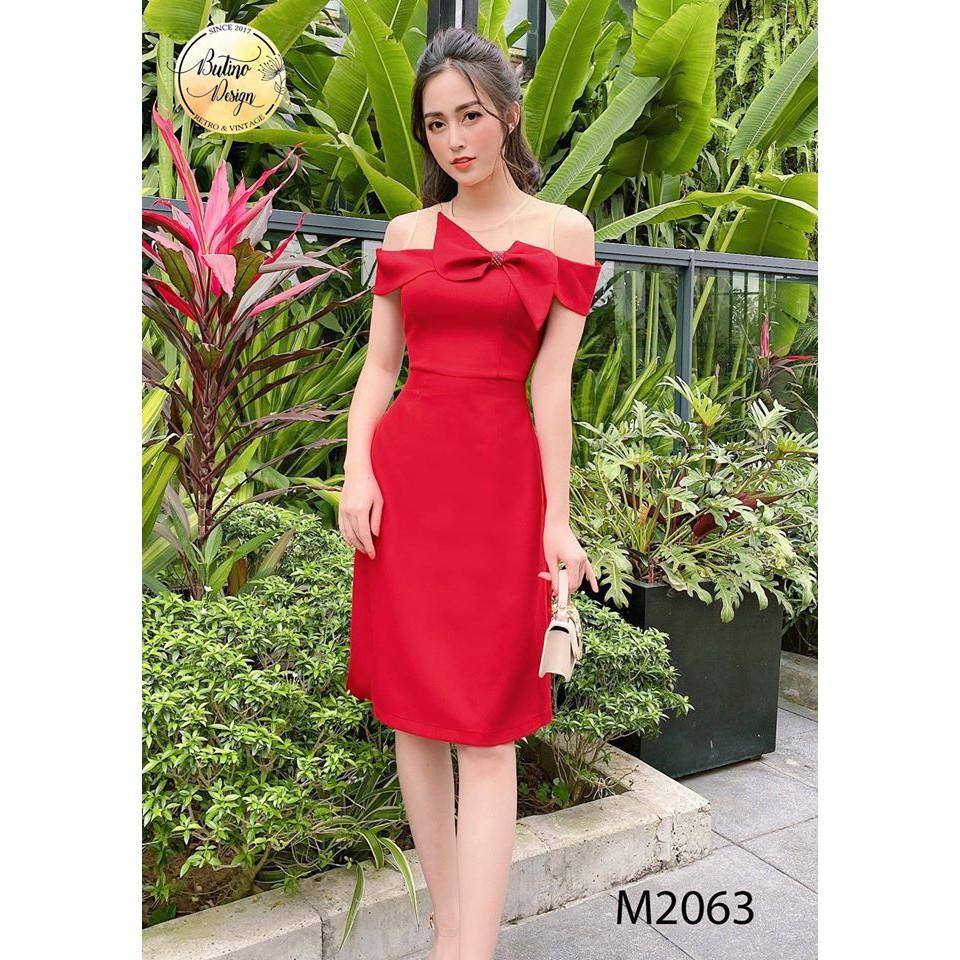 Váy đầm xòe M2063 Đỏ thời trang nữ hàng thiết kế Cao Cấp - 4 màu