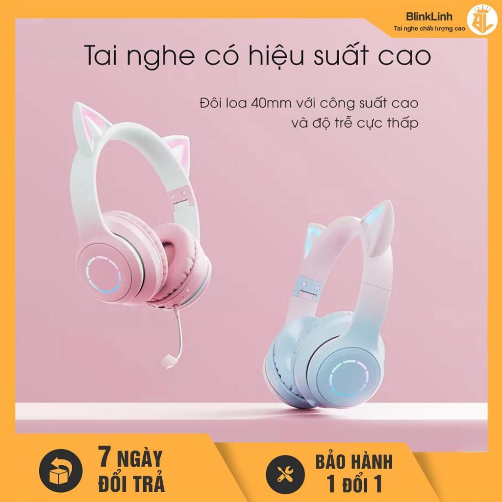 Tai Nghe Mèo Dễ Thương Kết Nối Bluetooth , Tặng Kèm Jack 3.5, Có Mic, Hàng Cao Cấp Cực Ôm Tai. Đeo Thoải Mái