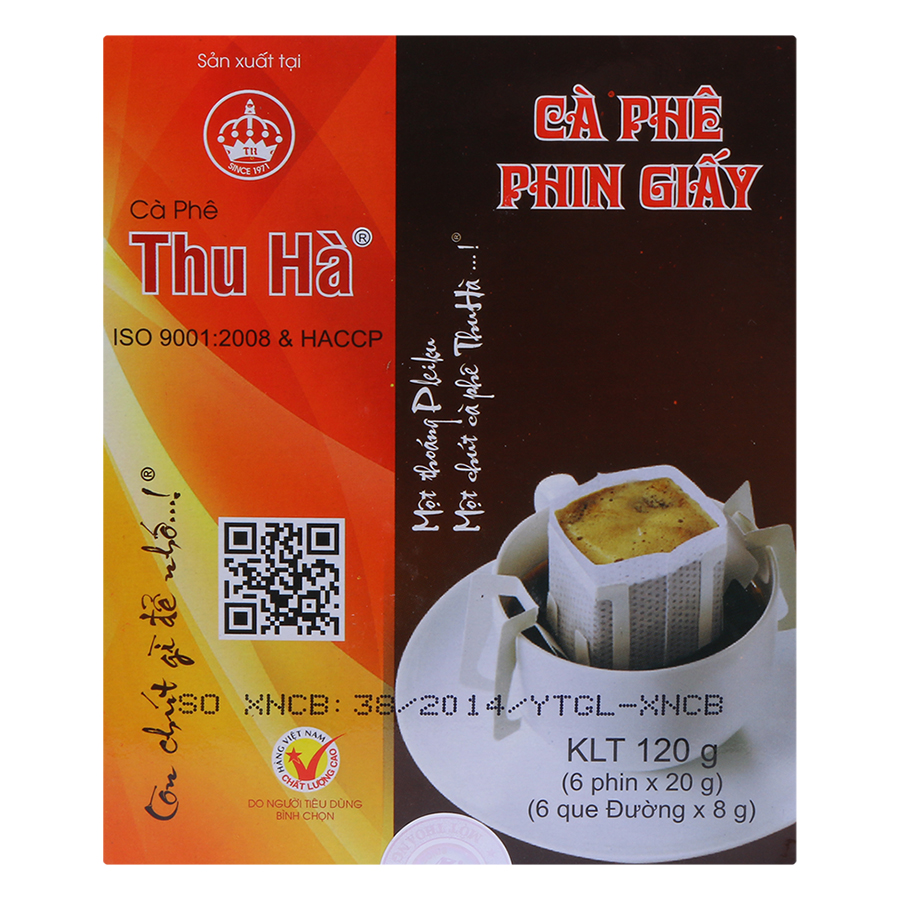 Cà Phê Phin Giấy Kèm 6 Que Đường (20g x 6 Phin)