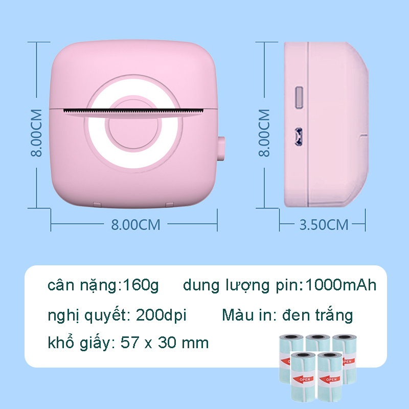 Máy in bỏ túi mini Máy in nhiệt Bluetooth không dây Máy in nhỏ Máy in câu hỏi sai lầm di động Máy in sinh viên Máy in nhãn mã vạch văn phòng Máy in mã hóa