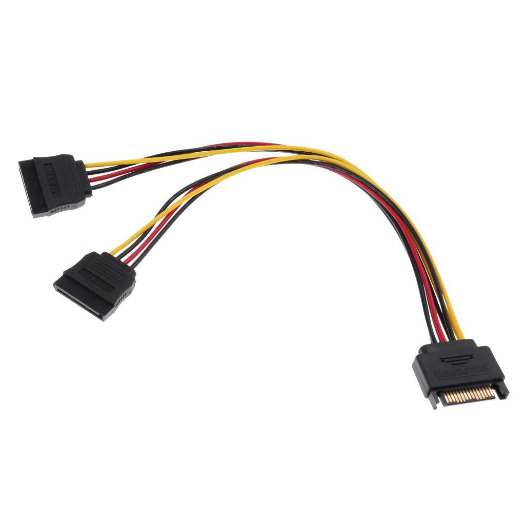 SATA Male to SATA 2 Female 15pin Power Y Splitter Extension Cable 8 Inch