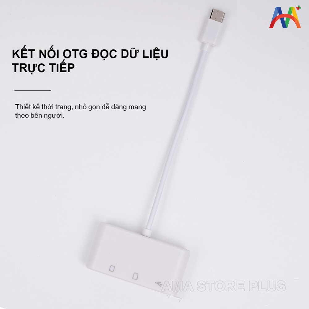 Đầu đọc Thẻ nhớ Type C/Micro USB 3 trong 1 TF + SD +USB 2.0