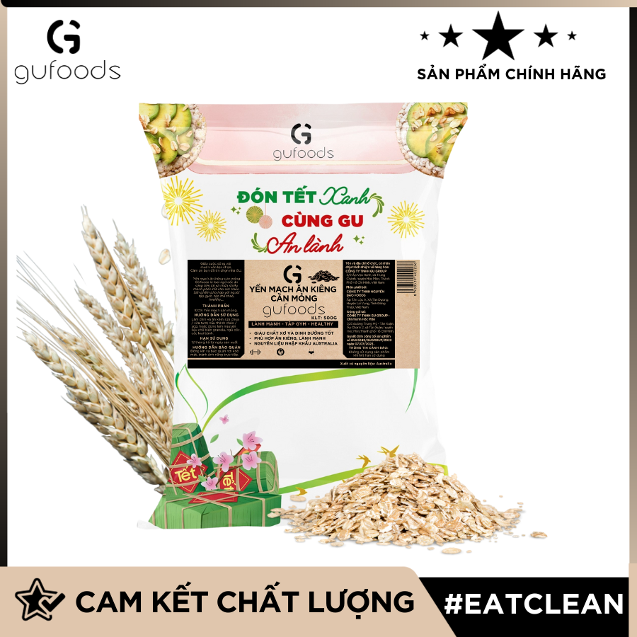 Yến mạch tươi cán mỏng GUfoods - Ăn kiêng, Giàu chất xơ, Hỗ trợ giảm cân, Tập gym, Eat clean