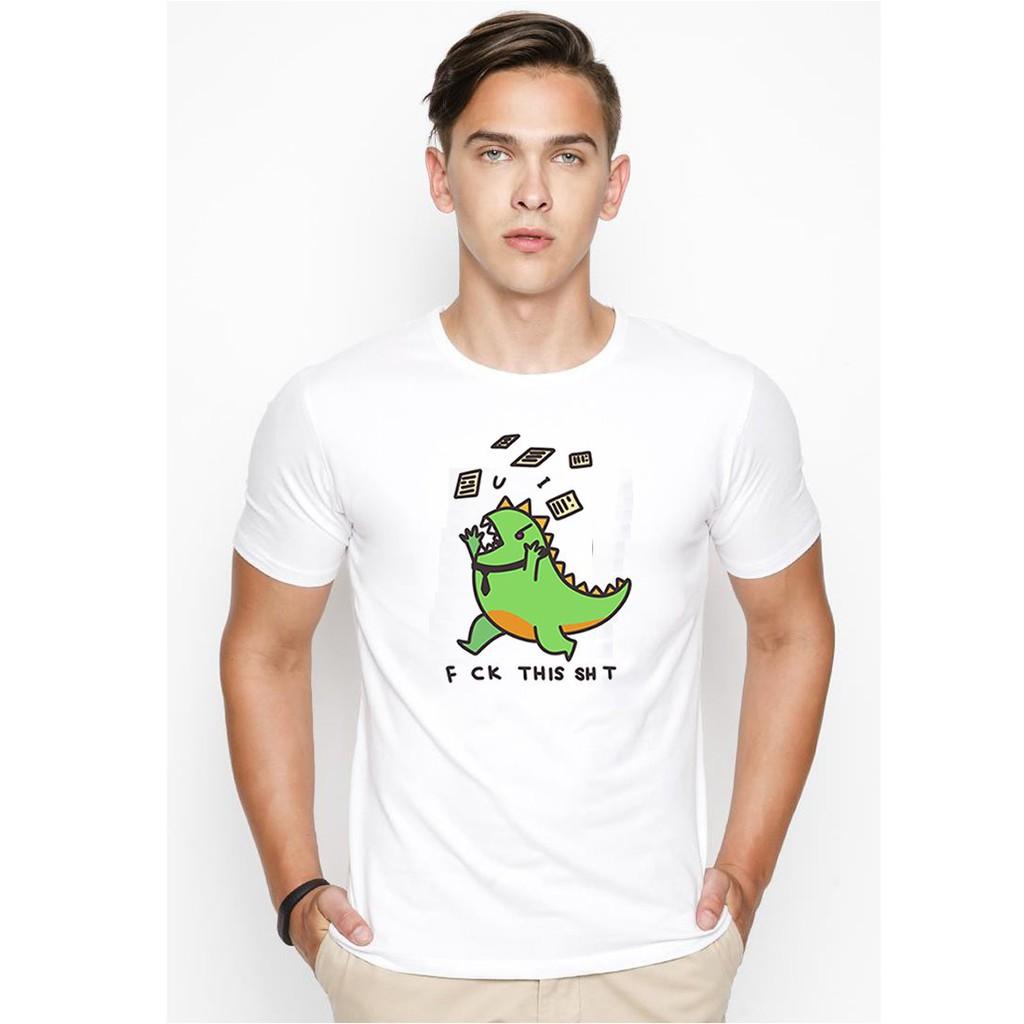 Áo thun nam in hình khủng long ngộ nghĩnh vải dày mịn TEE19S75
