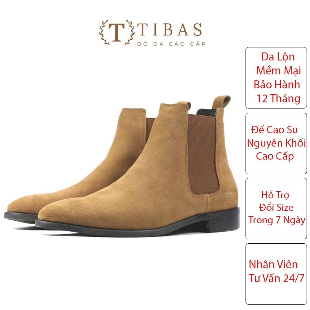 Giày Chelsea Boots Da Lộn Mềm Mại Cao Cấp Màu Vàng Sang Trọng Bảo Hành 12 Tháng TIBAS